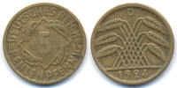 Weimarer Republik 5 Rentenpfennig Kupfer/Aluminium – Stempelrisse