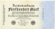 Deutsches Reich Inflation 1919-1924 500 Mark Rosenberg Nr. 71b – KN grün 7stellig -