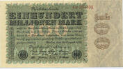 Deutsches Reich Inflation 1919-1924 100 Millionen Mark Rosenberg Nr. 106c – Firmendruck WZ Eichenlaub -