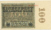 Deutsches Reich Inflation 1919-1924 100 Millionen Mark Rosenberg Nr. 106t – Firmendruck WZ Ringe KN 6stellig orange FZ orange YZ -