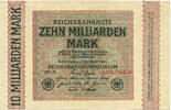 Deutsches Reich Inflation 1919-1924 10 Milliarden Mark Rosenberg Nr. 114a – WZ Hakensterne KN 6stellig FZ NF -