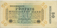 Deutsches Reich Inflation 1919-1924 50 Milliarden Mark Rosenberg Nr. 116h – WZ Kreuzblüten ohne KN ohne FZ -