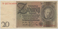 Deutsches Reich Reichsbank 1924-1945 20 Reichsmark Rosenberg Nr. 174a – Friedensdruck Udr.-Bst. E Serie Y -