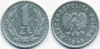 Polen - Poland 1 Zloty Volksrepublik 1949-1990 - Aluminium
