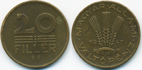 Ungarn - Hungary 20 Filler Erste Republik 1946-1949