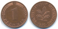 BRD 1 Pfennig Stahl/kupferplattiert - leichte Stempeldrehung -