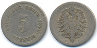 Kaiserreich 5 Pfennig kleiner Adler – Kupfer/Nickel - Stempelriss