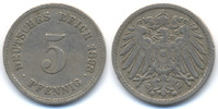 Kaiserreich 5 Pfennig großer Adler – Kupfer/Nickel – Münzzeichen G doppelt geschnitten -