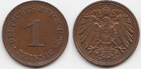 1 Pfennig 1892 F Kaiserreich großer Adler - Kupfer vorzüglich+