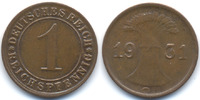 Weimarer Republik 1 Reichspfennig Kupfer