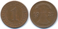 Weimarer Republik 1 Reichspfennig Kupfer - ohne Münzzeichen vermutlich E oder F