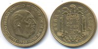 Spanien - Spain 1 Peseta Francisco Franco 1939-1975 - Überprägung