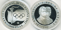 Spanien - Spain 2000 Pesetas Juan Carlos seit 1975 – Olympiade Barcelona Olympisches Feuer