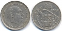 Spanien - Spain 25 Pesetas Francisco Franco 1939-1975 – dezentriert