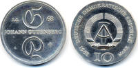 DDR 10 Mark Johann Gutenberg - Silber