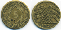 Weimarer Republik 5 Reichspfennig Kupfer/Aluminium - kleine 5