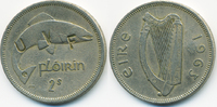 Irland - Ireland 2 Shilling (Florin) Republik Irland seit 1949 – Gegenstempel UVF