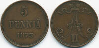 Finnland - Finland 5 Penniä Alexander II. von Russland 1855-1881
