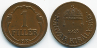 Ungarn - Hungary 1 Filler Regierung Horthy 1920-1944