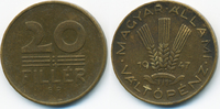 Ungarn - Hungary 20 Filler Erste Republik 1946-1949