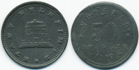 50 Pfennig 1917 Bayern Kelheim - Zink 1917 (Funck 237.6) Rand glatt vorzüglich - etwas schwache Prägung