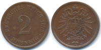2 Pfennig 1875 E Kaiserreich kleiner Adler - Kupfer vorzüglich - minimal fleckig