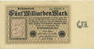 Deutsches Reich Inflation 1919-1924 5 Milliarden Mark Rosenberg Nr. 112c – Firmendruck WZ Kreuzblüten KN 6stellig FZ K -