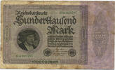 Deutsches Reich Inflation 1919-1924 100 000 Mark Rosenberg Nr. 82d - Firmendruck KN 6stellig 2xVS -
