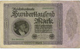 Deutsches Reich Inflation 1919-1924 100 000 Mark Rosenberg Nr. 82d - Firmendruck KN 6stellig 2xVS -