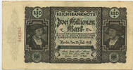 Deutsches Reich Inflation 1919-1924 2 Millionen Mark Rosenberg Nr. 89b – KN 18 mm lang -