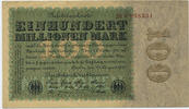 Deutsches Reich Inflation 1919-1924 100 Millionen Mark Rosenberg Nr. 106c – Firmendruck WZ Eichenlaub -