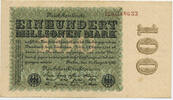 Deutsches Reich Inflation 1919-1924 100 Millionen Mark Rosenberg Nr. 106e – Firmendruck WZ Kreuzblüten KN 6stellig KN und FZ braun -