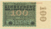 Deutsches Reich Inflation 1919-1924 100 Millionen Mark Rosenberg Nr. 106m – Firmendruck WZ Hakensterne KN 8stellig rot FZ schwarz CD -