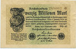 Deutsches Reich Inflation 1919-1924 20 Millionen Mark Rosenberg Nr. 107g – WZ Gitter mit 8 KN 6stellig FZ PG -