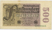 Deutsches Reich Inflation 1919-1924 500 Millionen Mark Rosenberg Nr. 109g – Firmendruck WZ Ringe 8stellig FZ CD -