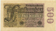 Deutsches Reich Inflation 1919-1924 500 Millionen Mark Rosenberg Nr. 109d – Firmendruck WZ Hakensterne KN 6stellig FZ PR -