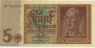 Deutsches Reich Reichsbank 1924-1945 5 Reichsmark Rosenberg Nr. 179a – KN 7stellig -