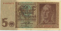 Deutsches Reich Reichsbank 1924-1945 5 Reichsmark Rosenberg Nr. 179a – KN 7stellig -