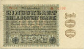 Deutsches Reich Inflation 1919-1924 100 Millionen Mark Rosenberg Nr. 106s – Firmendruck WZ Ringe KN 5stellig orange FZ orange YZ -