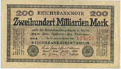 Deutsches Reich Inflation 1919-1924 200 Milliarden Mark Rosenberg Nr. 118h – WZ Sterne mit S KN 6stellig rot FZ schwarz WH -