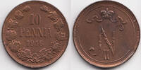 10 Penniä 1916 Finnland - Finland Nikolaus II. von Russland 1894-1917 fast prägefrisch - winziger Randfehler