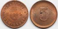 Württemberg - Ludwigsburg Wert 5 ohne Jahr Brauerei R. Cluss Ludwigsburg (Menzel 19554.2) prägefrisch