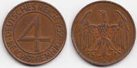 Weimarer Republik 4 Reichspfennig Kupfer -