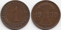 Weimarer Republik 1 Reichspfennig Kupfer -