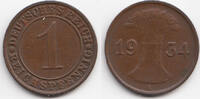 Weimarer Republik 1 Reichspfennig Kupfer -