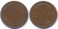 Weimarer Republik 1 Reichspfennig Kupfer -