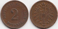 Kaiserreich 2 Pfennig kleiner Adler - Kupfer -