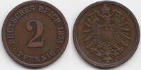 Kaiserreich 2 Pfennig kleiner Adler - Kupfer -
