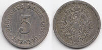 Kaiserreich 5 Pfennig kleiner Adler - Kupfer/Nickel -
