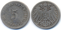 Kaiserreich 5 Pfennig großer Adler - Kupfer/Nickel -